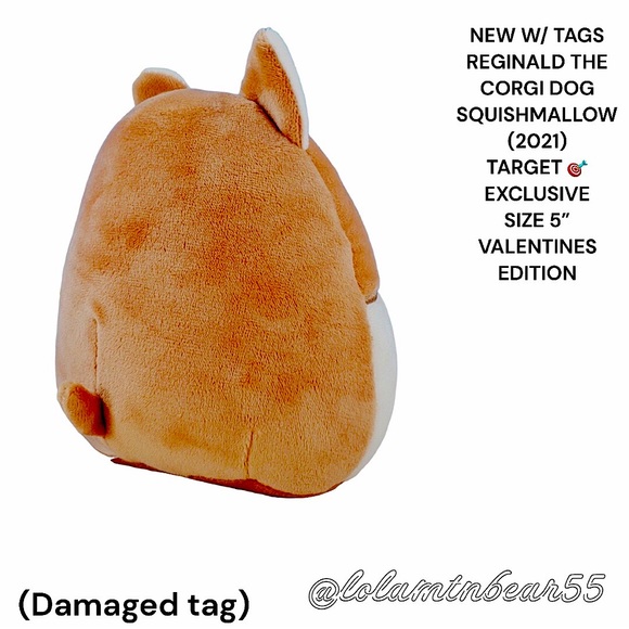 NWT OG REGINALD THE CORGI SQUISHMALLOW TARGET EXCLUSIVE VALENTINE DAY EDITION 5” - Picture 6 of 8